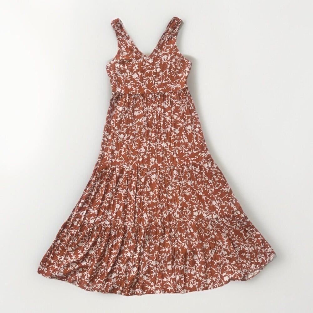 Cynthia Rowley Sz 8 Floral Boho Romantic Sleeveless Tiered Empire Maxi Dress S/S